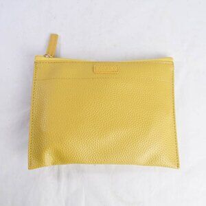 Furla x Eva Airlines Yellow Pebbled Faux Leather Travel Zip Pouch Cosmetics Bag